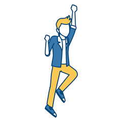 Man happy jumping cartoon icon vector illustration graphic design