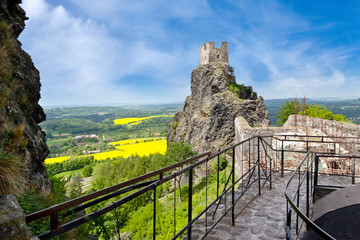 gothic ruins of Trosky castle from 14th cent., Czech paradise, Czech republic