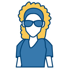 Woman with sunglasses cartoon icon vector illustration graphic design