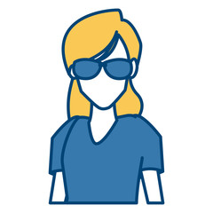 Woman with sunglasses cartoon icon vector illustration graphic design