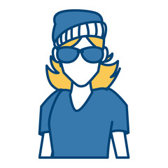 Woman with sunglasses cartoon icon vector illustration graphic design