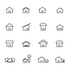 House and home icon set vector. Living construction and symbol concept. Thin line icon theme. White isolated background. Illustration vector.