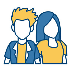 Couple of friends cartoon icon vector illustration graphic design