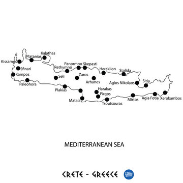 Island of Crete in Greece map on white background
