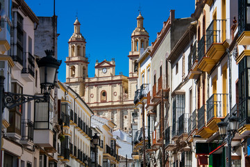 Fototapeta premium Olvera is a white village in Cadiz province, Andalucia, Southern Spain - the Parish of Our Lady of the Incarnation on top of a hill 