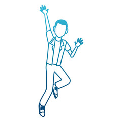 Man happy jumping cartoon icon vector illustration graphic design