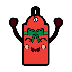 Obraz premium christmas tag kawaii character label cartoon