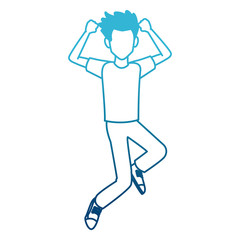 Man happy jumping cartoon icon vector illustration graphic design