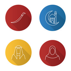 Islamic culture flat design long shadow glyph icon