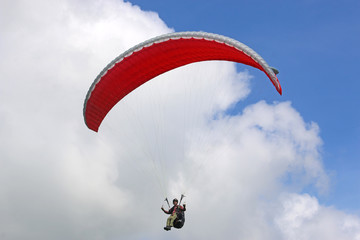 Paraglider flying