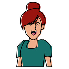 Woman profile smiling cartoon icon vector illustration graphic design