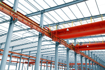 In the construction site, steel structure is under construction