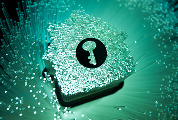 Smart House concept on fiber optic background