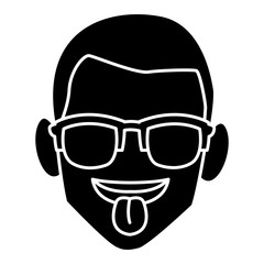 man sunglasses and tongue out icon vector illustration graphic design
