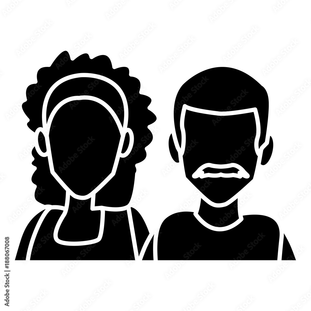 Sticker couple of friends cartoon icon vector illustration graphic design