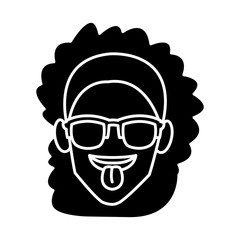 Woman with sunglasses and tongue out icon vector illustration graphic design