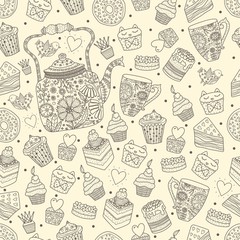 Tea party. Cute seamlrss pattern.