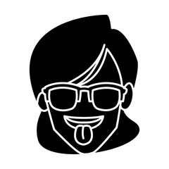 Woman with sunglasses and tongue out icon vector illustration graphic design