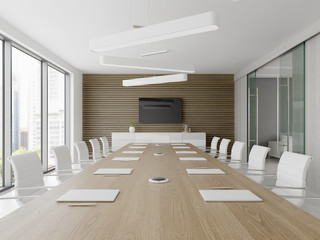Interior of reception and meeting room 3D illustration