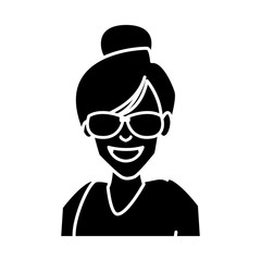 Woman with sunglasses cartoon icon vector illustration graphic design