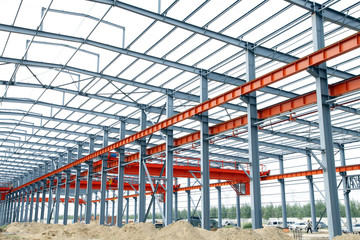 In the construction site, steel structure is under construction