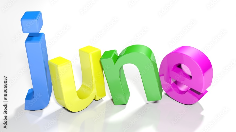 Poster june 3d colorful write - 3d rendering