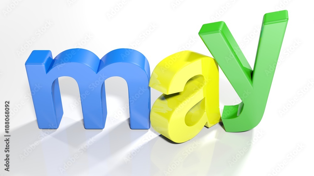 Poster may 3d colorful write - 3d rendering