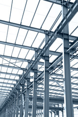 In the construction site, steel structure is under construction