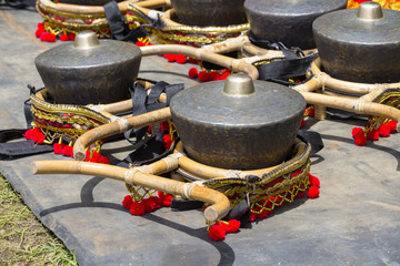 Gamelan, traditional musical instruments of Java and Bali in Indonesia. Close up