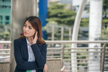 Portraits of beautiful asian woman in thinking expression.