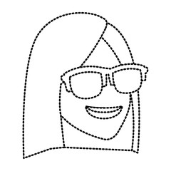 Woman with sunglasses cartoon icon vector illustration graphic design