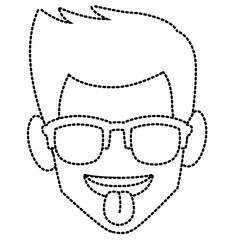 man sunglasses and tongue out icon vector illustration graphic design