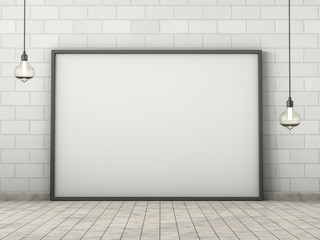 Poster with Frame Mockup in interior. 3D