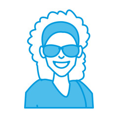 Woman with sunglasses cartoon icon vector illustration graphic design