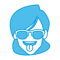 Woman with sunglasses and tongue out icon vector illustration graphic design