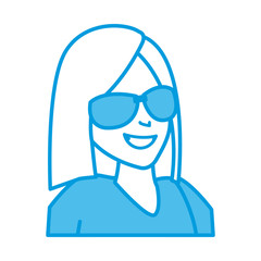 Woman with sunglasses cartoon icon vector illustration graphic design