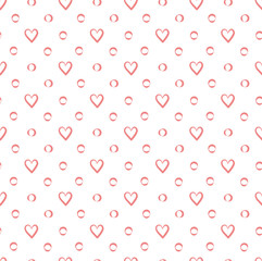 Hand drawn vector illustration with cute hearts. Geometric Seamless Pattern.