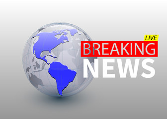 Breaking news, world news backgorund with planet, TV news design. Vector