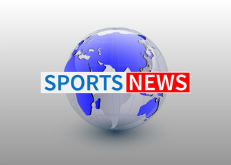 Sports news, world news backgorund with planet, TV news design. Vector