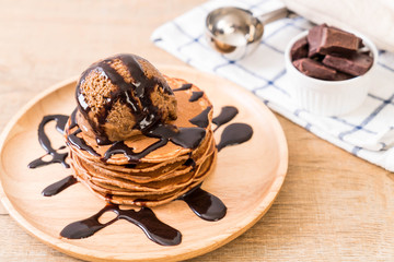 pancake with chocolate ice-cream