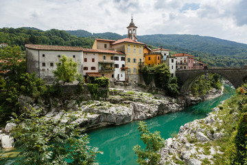 Kanal and the Soča River, Slovenia - obrazy, fototapety, plakaty