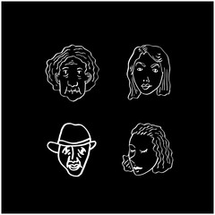 얼굴 일러스트 / 손으로 그린 이모티콘 세트