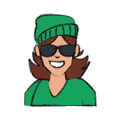 Woman with sunglasses cartoon icon vector illustration graphic design