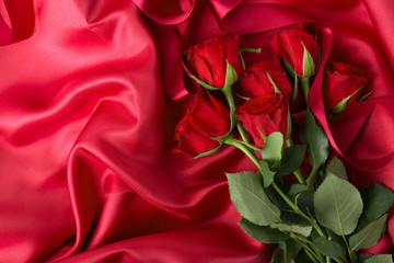 Bunch of roses on textile