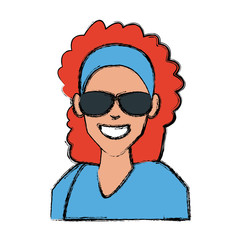 Woman with sunglasses cartoon icon vector illustration graphic design