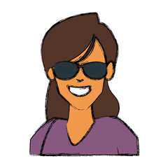 Woman with sunglasses cartoon icon vector illustration graphic design
