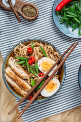Ramen Noodle Soup with egg and chicken