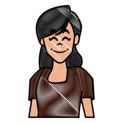 Woman profile smiling cartoon icon vector illustration graphic design