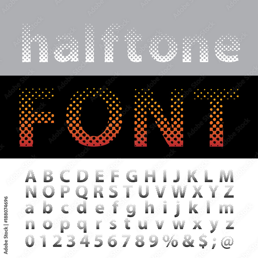 Wall mural halftone font