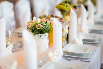 Beautiful wedding reception table decoration